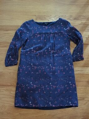Madewell Navy Floral Three-Quarter Length Sleeve Dress